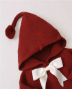 Winter 3M-24M Long Sleeve Knitted Fringed Hem Hooded Baby Sweater RED